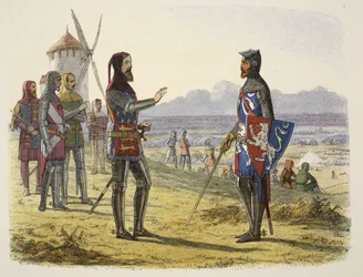 Edward Refuses Succour to His Son at Crécy, from A Chronicle of England BC 55 to AD 1485, pub. London, 1863